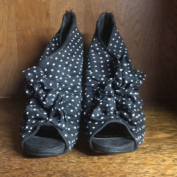 Polka Dot Open Toe Booties - Picture 2 of 6